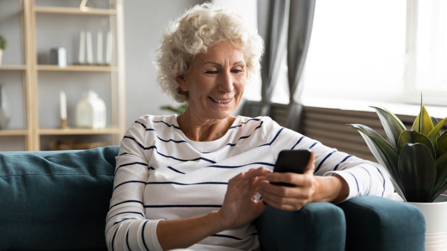 Woman looking a a device