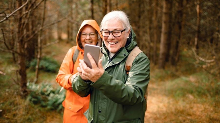 People looking at a phone